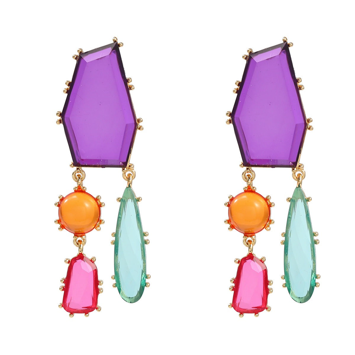 Earrings exaggerated earrings women's geometric shapes color blocked earrings Bohemian style