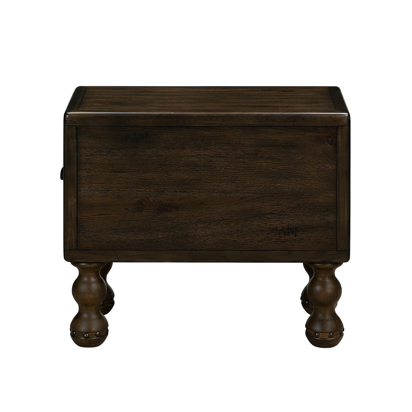 Solid wood end table, rectangular 23.6 inch narrow edge table with drawers, vintage bedside table, Espresso