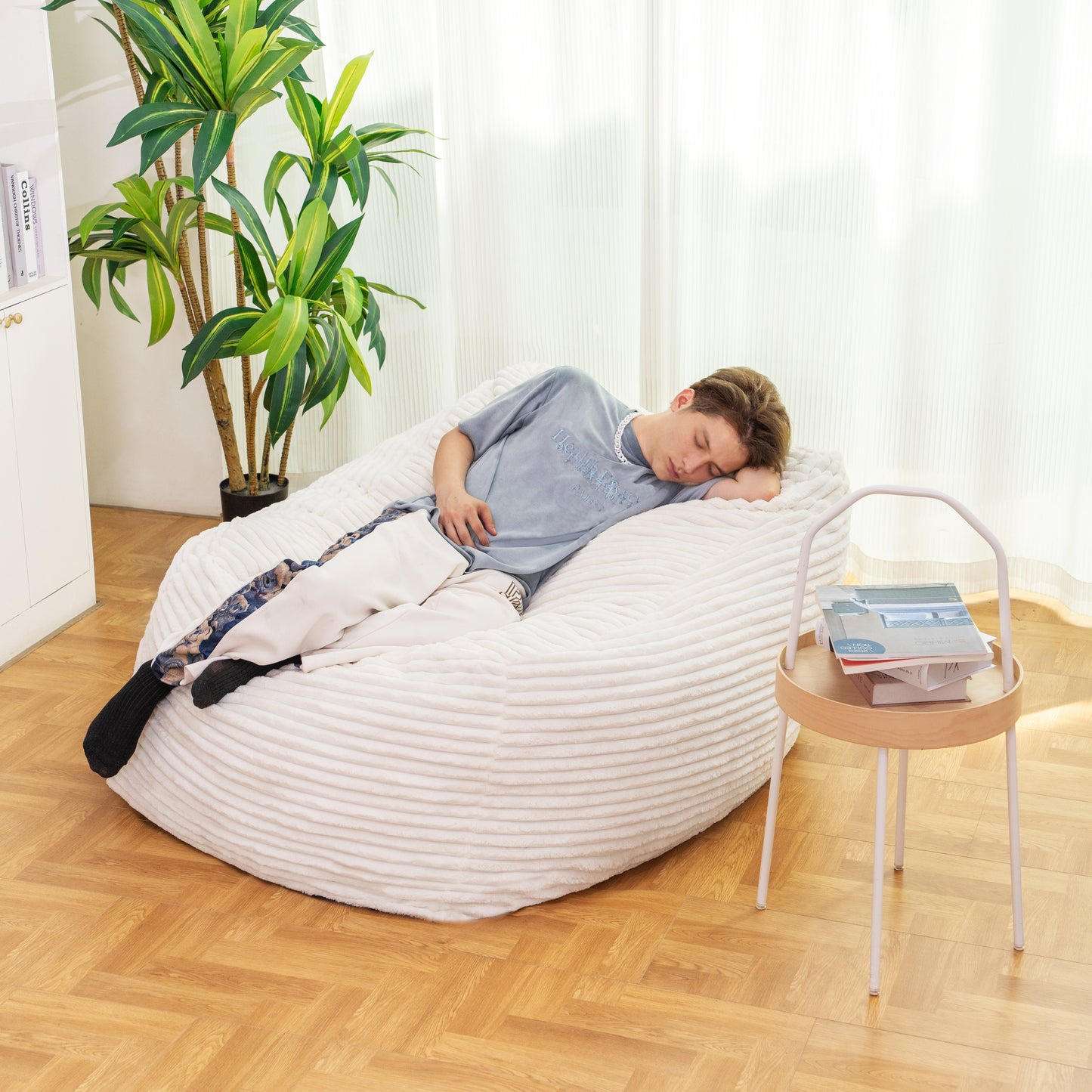 Faux Fur Classic Bean Bag  white