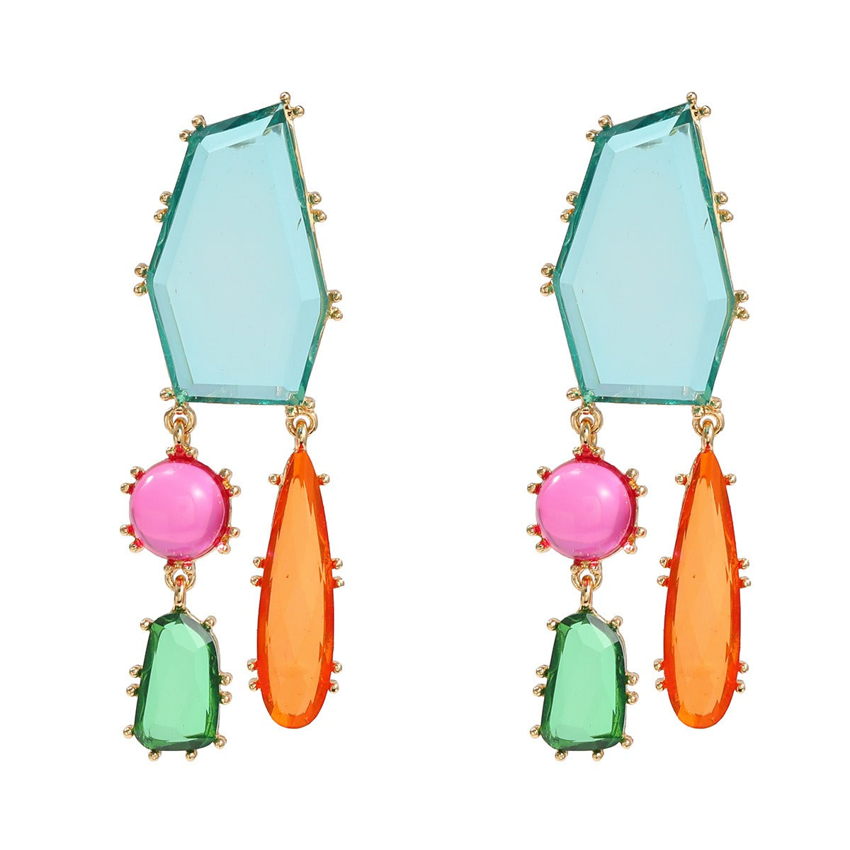 Earrings exaggerated earrings women's geometric shapes color blocked earrings Bohemian style