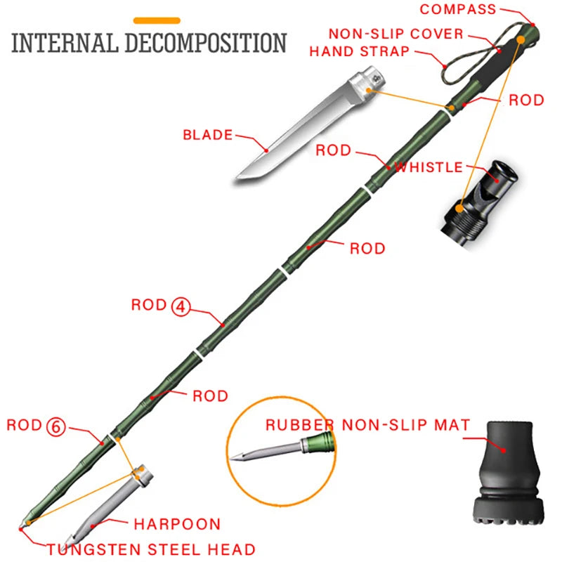 Outdoor defense Tactical stick Alpenstock Hiking Camping equipment Multifunctional folding tools Walking Sticks