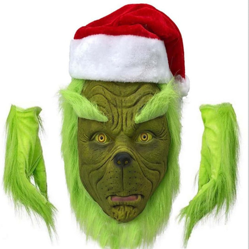 Halloween Green Haired Monster Grinch cosplay costume Santa Claus with woolen pants set cosplay costume