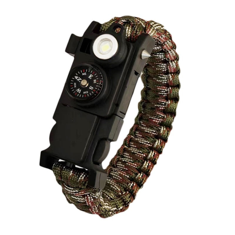 Umbrella rope bracelet, outdoor life-saving supplies, multifunctional small knife, broken window bracelet, LED light, outdoor