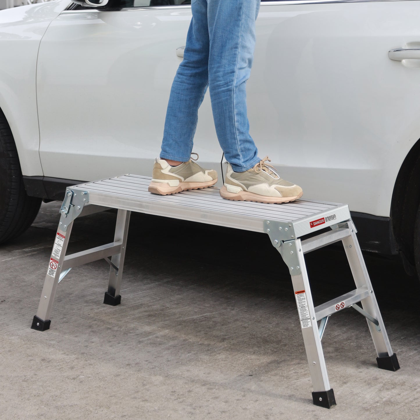 Work Platform Aluminum Portable Bench Folding Ladder ANSI Capacity 225 LBS 40"