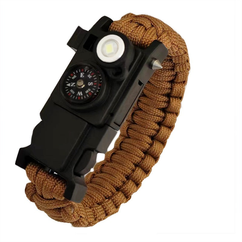 Umbrella rope bracelet, outdoor life-saving supplies, multifunctional small knife, broken window bracelet, LED light, outdoor