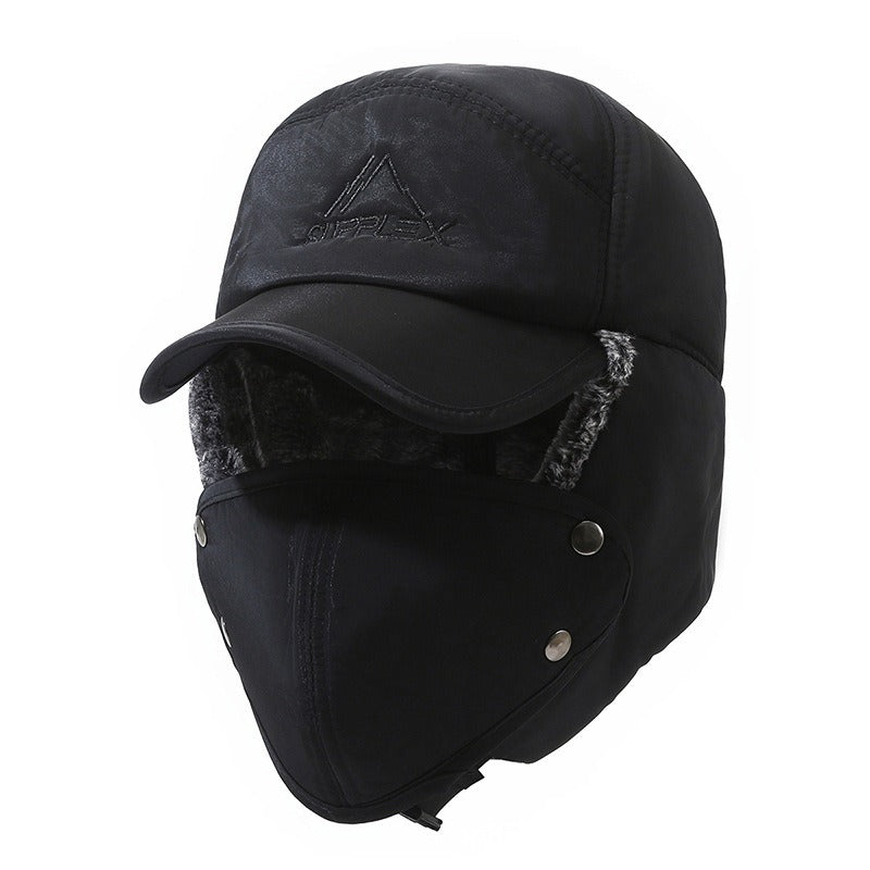 Middle aged and elderly cotton hats, outdoor ear protection cycling hats, cold proof skiing hats with fleece insulation