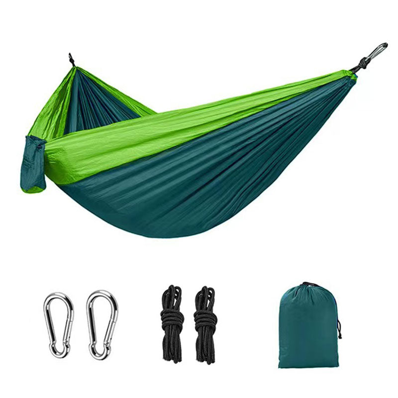 Outdoor Hammock Camping Single And Double Parachute Fabric Color Matching Hammock Widened Swing Indoor Leisure