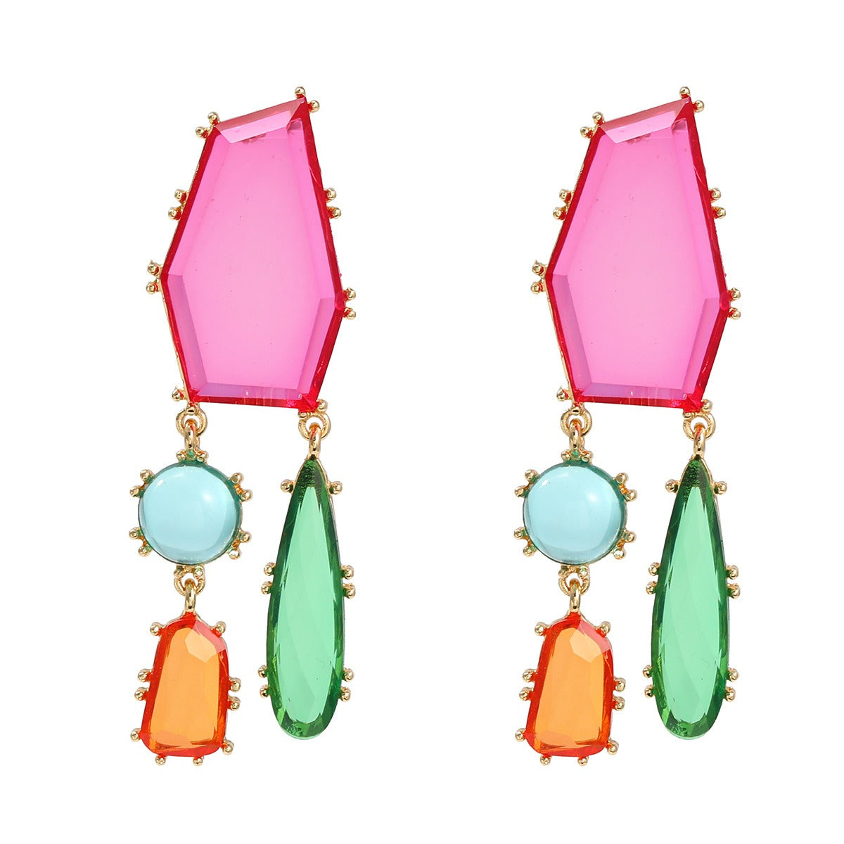 Earrings exaggerated earrings women's geometric shapes color blocked earrings Bohemian style