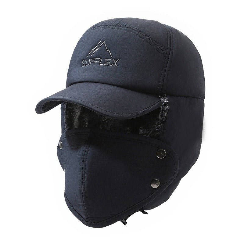 Middle aged and elderly cotton hats, outdoor ear protection cycling hats, cold proof skiing hats with fleece insulation