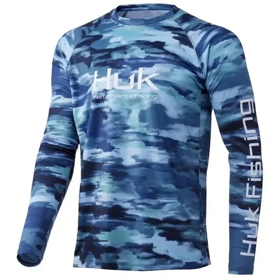 HUK Fishing Shirts Men's Outdoor Summer Long Sleeve Hoodie UPF 50+ T-shirt Tops UV Protection Fishing Clothes Camisa De Pesca