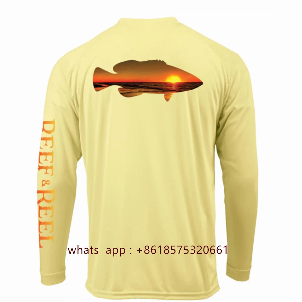 Reef&Reel Men's Fishing Shirts Summer Quick Dry Long Sleeve Performance Clothes Camisa De Pesca Breathable Angling Clothing