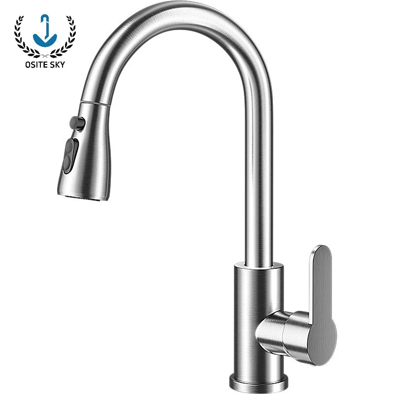 Pull-out Kitchen Faucet Hot and Cold Two-in-one Household Extension Splash-proof Ceramic Spool Faucet Gourmet Sink Faucet