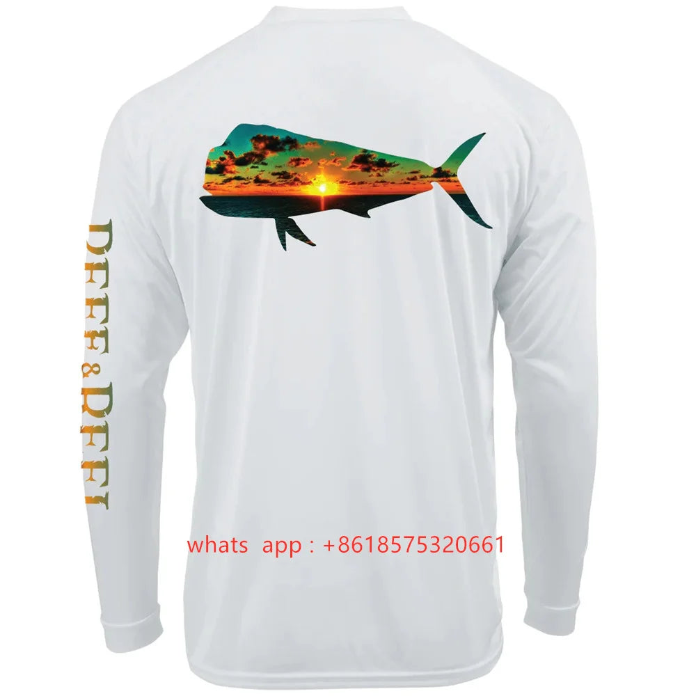 Reef&reel Men's Fishing Shirts Summer Quick Dry Long Sleeve Performance Clothes Camisa De Pesca Breathable Angling Clothi