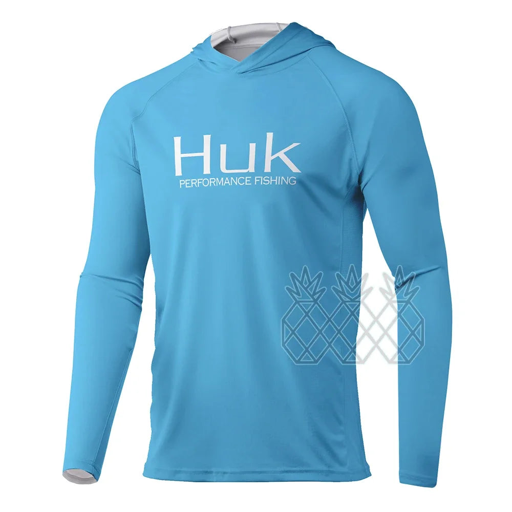 HUK Men's Fishing Hoodie Long Sleeve Jersey UPF 50+ UV Resistant Running Fishing Wear Breathable Team Customized Fishing Shirts