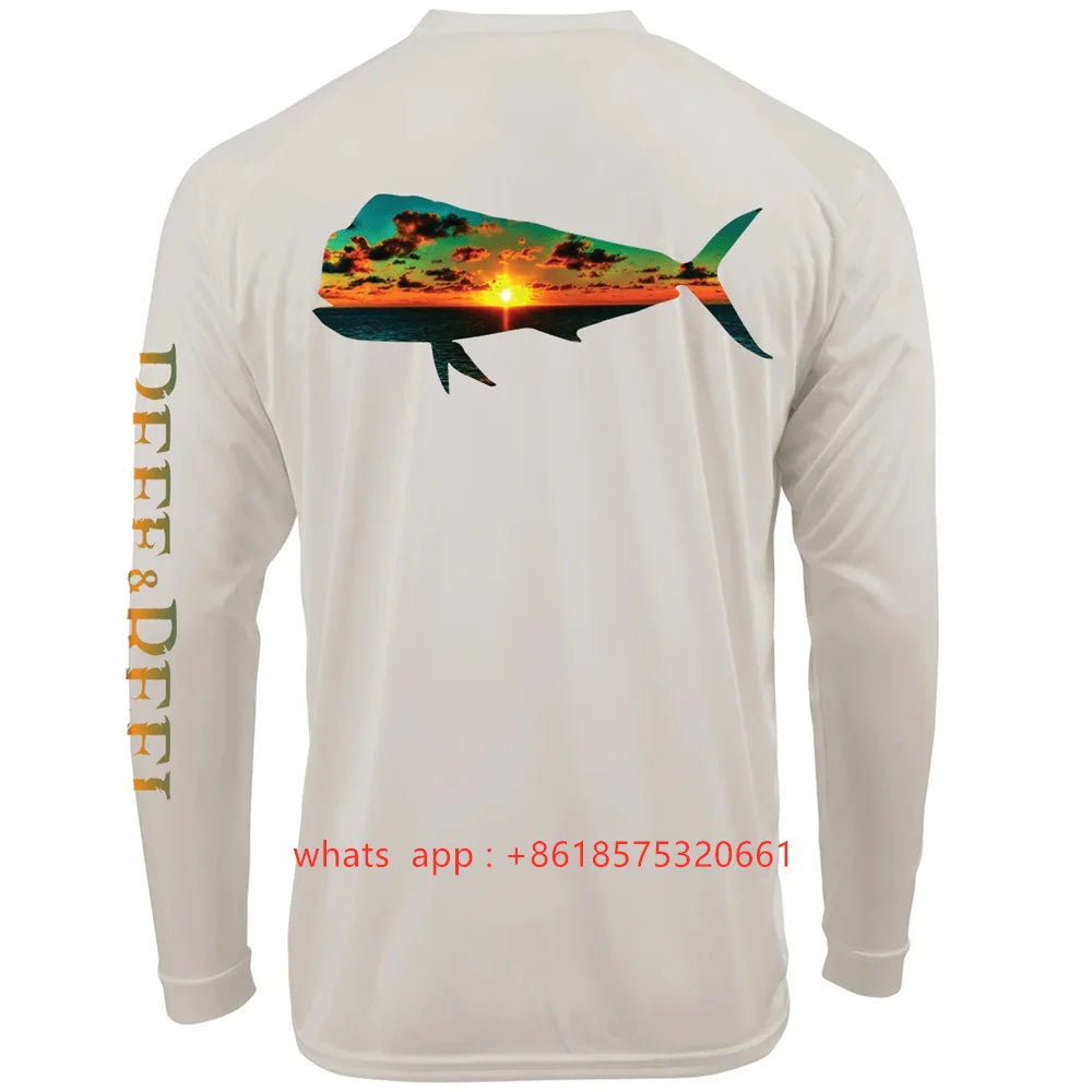 Reef&Reel Men's Fishing Shirts Summer Quick Dry Long Sleeve Performance Clothes Camisa De Pesca Breathable Angling Clothing