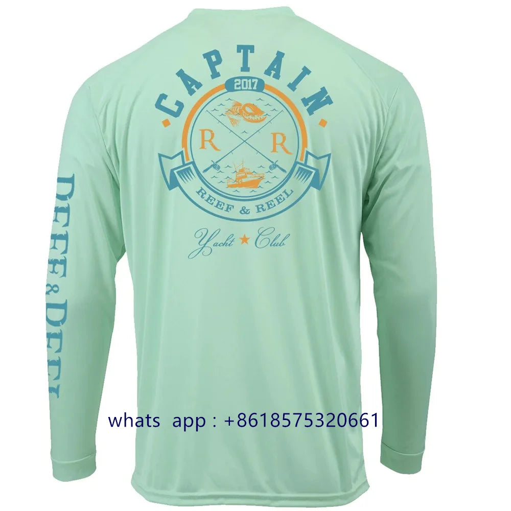 Reef&reel Men Quick Dry Fishing Shirt Long Sleeve Performance Protection Uv Shirt Camisa De Pesca Custom Logo Fish Clothing