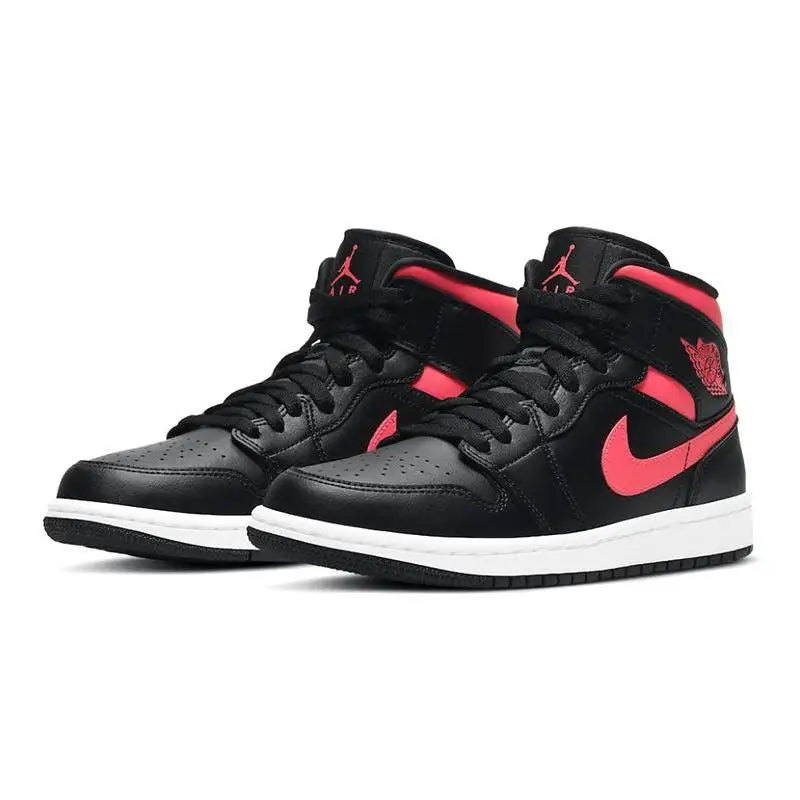 Nike Jordan 1 Mid Black Siren Red Women's Sneakers shoes BQ6472-004