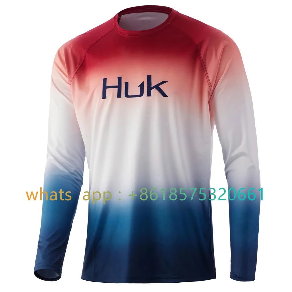 Huk Men's Double Header Long Sleeve Sun Protecting Fishing Shirt Fishing Shirts Men Sweatshirts Breathable Shirt Fishing Clothes