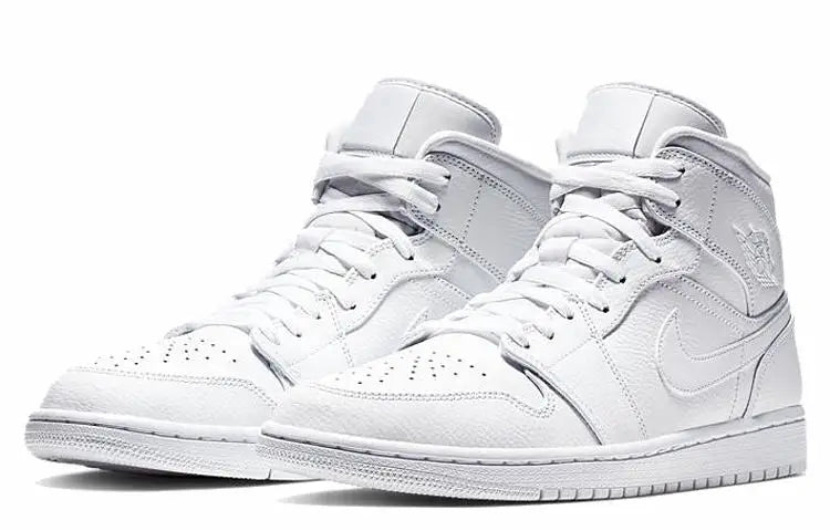 Nike Jordan Air 1 Mid "triple White" Sneakers Shoes 554724-129