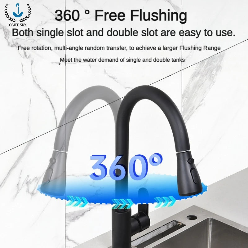 Pull-out Kitchen Faucet Hot and Cold Two-in-one Household Extension Splash-proof Ceramic Spool Faucet Gourmet Sink Faucet