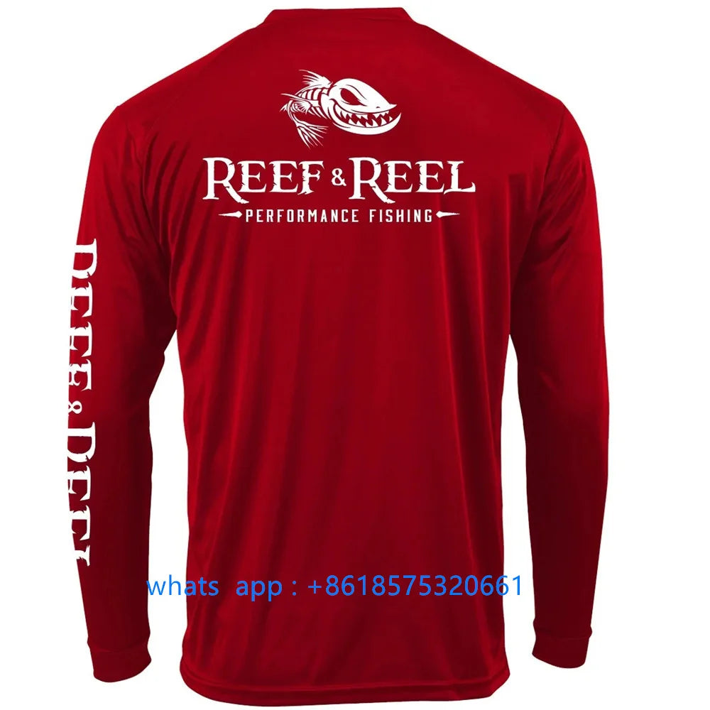 Reef&reel Men Fishing Long Sleeve Shirt Outdoor Activities Hiking Fishing Sun Protection Performance Shirt Camisa De Pesca 2023