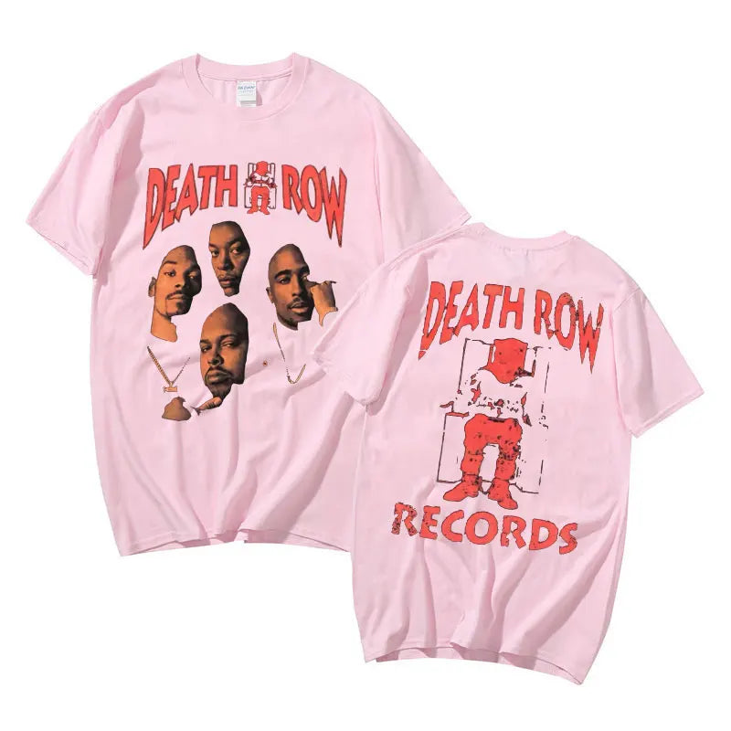 Death Row Records Double Sided Graphic Tshirt Men Women Hip Hop Style T-shirt Man Retro T Shirts Rapper Men's Fashion Streetwear