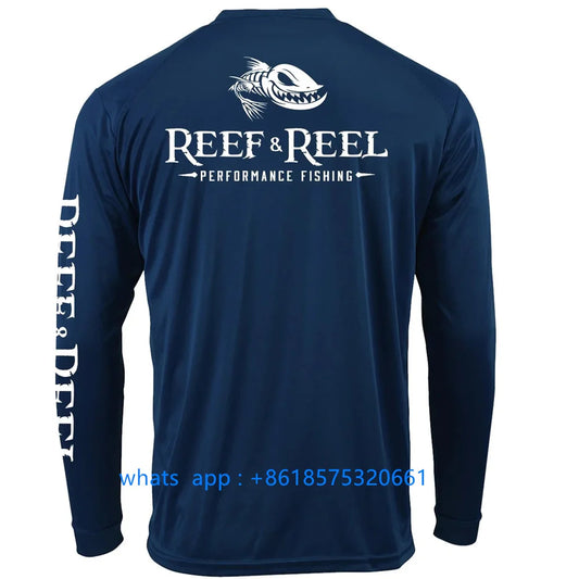 Reef&reel Men Fishing Long Sleeve Shirt Outdoor Activities Hiking Fishing Sun Protection Performance Shirt Camisa De Pesca 2023