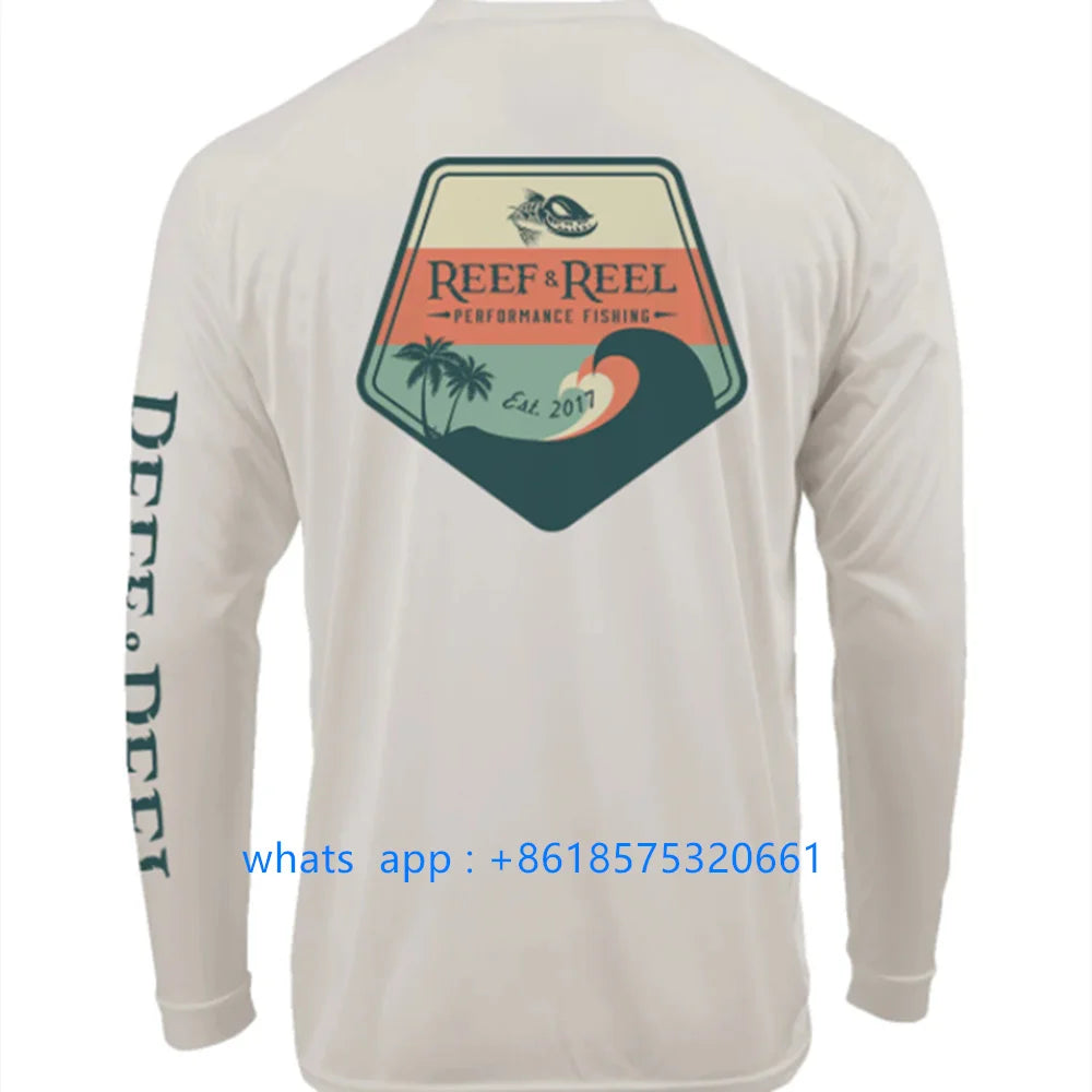 Reef&Reel Men's Fishing Shirts Summer Quick Dry Long Sleeve Performance Clothes Camisa De Pesca Breathable Angling Clothing