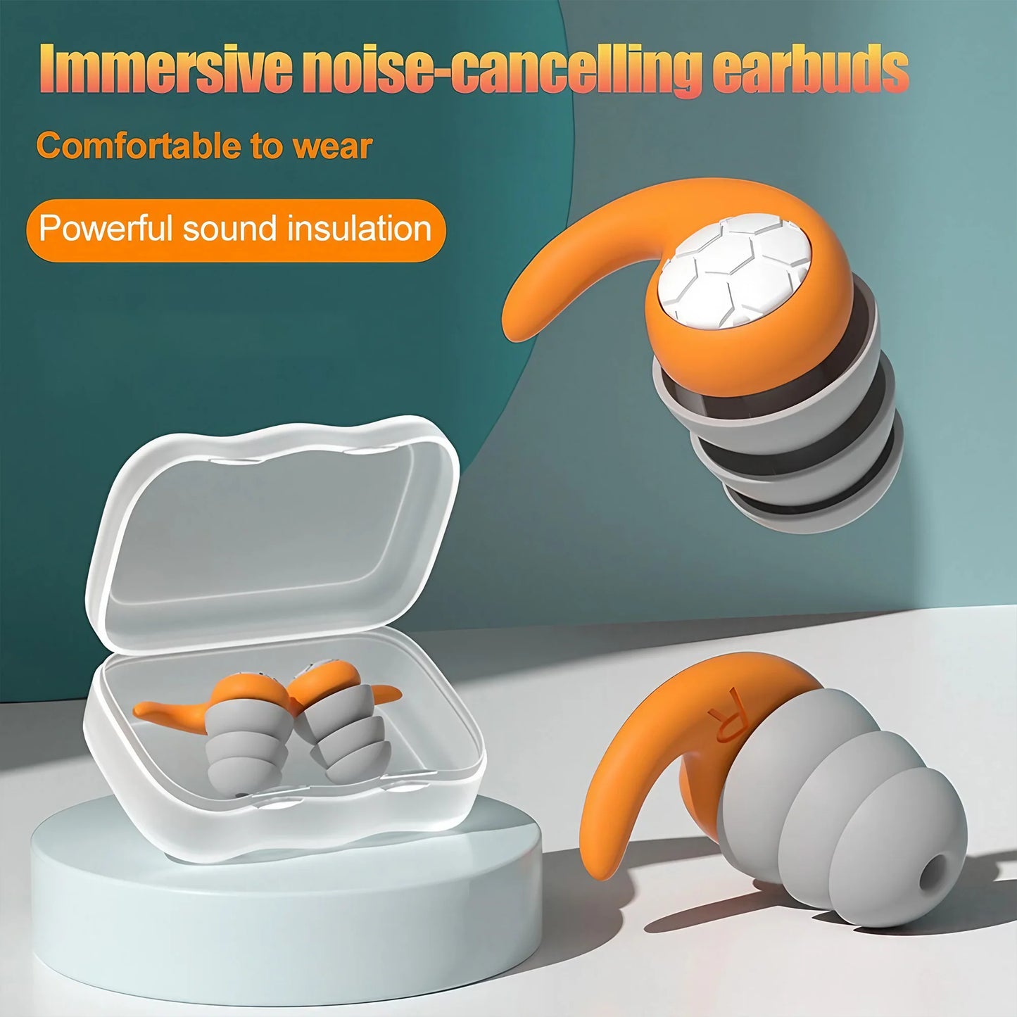 1 Pair Soft Silicone Earplugs - Noise Canceling, Waterproof,