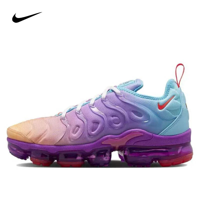 Nike Vapormax Plus Men's and Women's Running Shoes Comfortable Daily Low Cut Running Shoes Durable Shock Absorbent White Blue