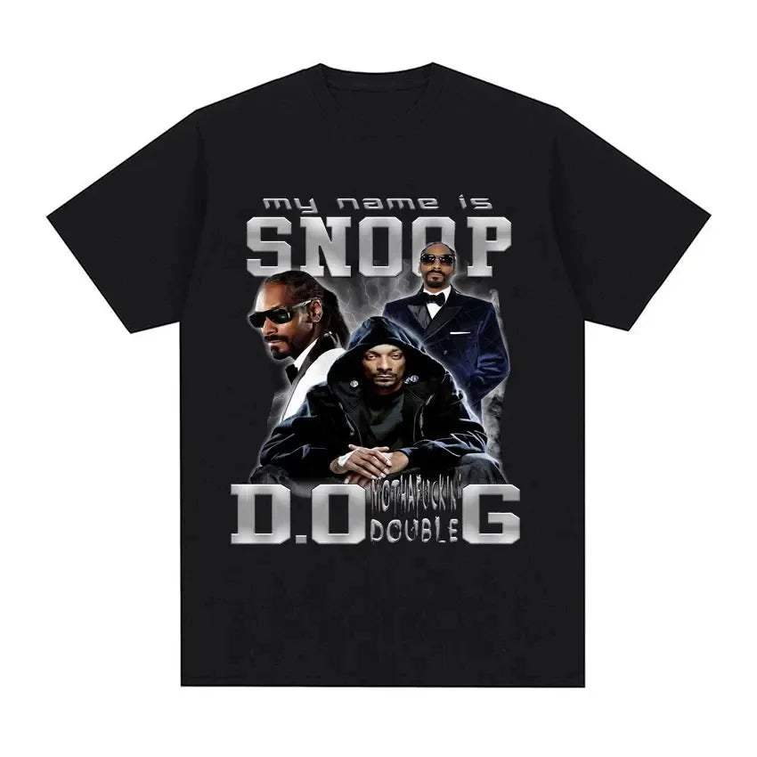 Rapper Snoop dog graphic hip hop style funny street fashion casual street wear all-purpose T-shirt for men and women