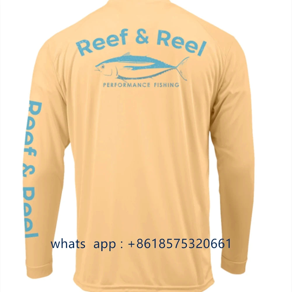 Reef&reel Men Quick Dry Fishing Shirt Long Sleeve Performance Protection Uv Shirt Camisa De Pesca Custom Logo Fish Clothing