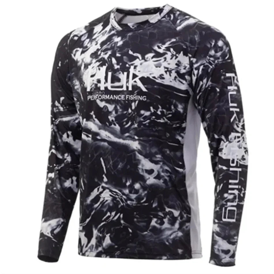 HUK Fishing Shirts Men's Outdoor Summer Long Sleeve Hoodie UPF 50+ T-shirt Tops UV Protection Fishing Clothes Camisa De Pesca