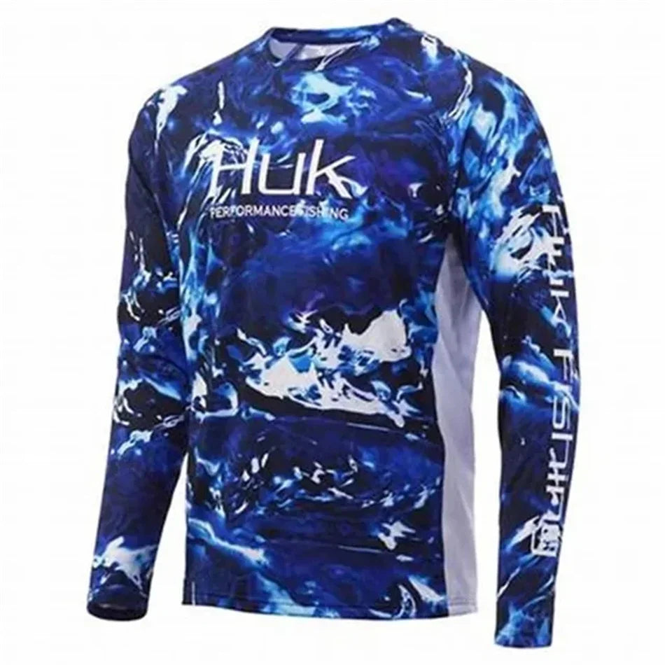 HUK Fishing Shirts Men's Outdoor Summer Long Sleeve Hoodie UPF 50+ T-shirt Tops UV Protection Fishing Clothes Camisa De Pesca