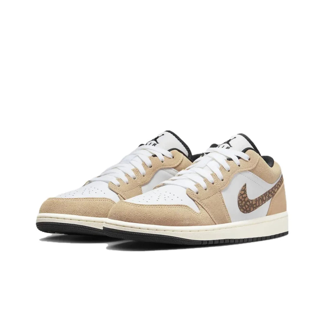 NIKE Air Jordan 1” Light Smoke Grey Synthetic Leather Anti-slip Wear-resistant Low Top Retro Basketball Shoes Men's Smoke Grey