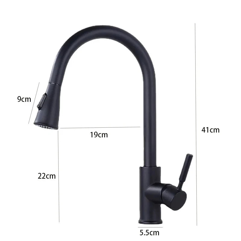 304 stainless steel Kitchen Faucet Single Hole Pull Out Spout Kitchen Sink Mixer Tap Stream Sprayer Head 360 Rotation Fauce