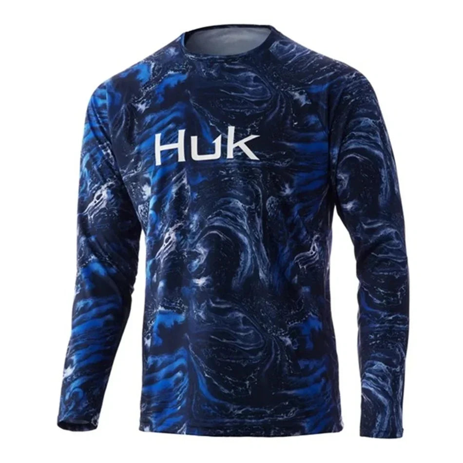 HUK Fishing Shirts Men's Outdoor Summer Long Sleeve Hoodie UPF 50+ T-shirt Tops UV Protection Fishing Clothes Camisa De Pesca