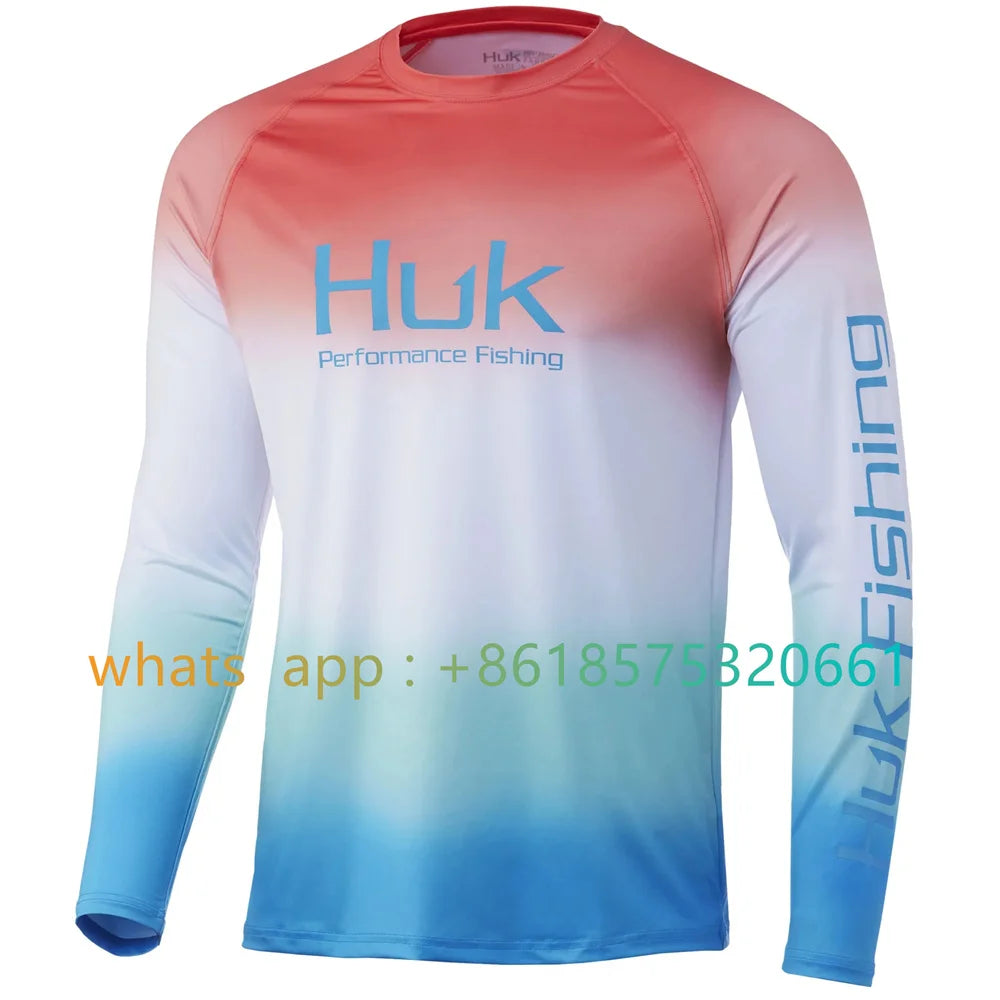 Huk Men's Double Header Long Sleeve Sun Protecting Fishing Shirt Fishing Shirts Men Sweatshirts Breathable Shirt Fishing Clothes