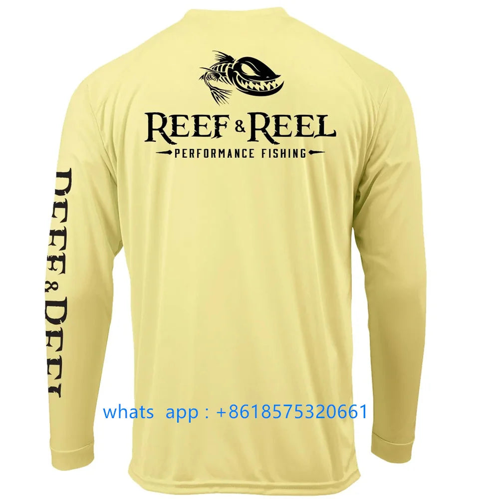 Reef&reel Men Fishing Long Sleeve Shirt Outdoor Activities Hiking Fishing Sun Protection Performance Shirt Camisa De Pesca 2023