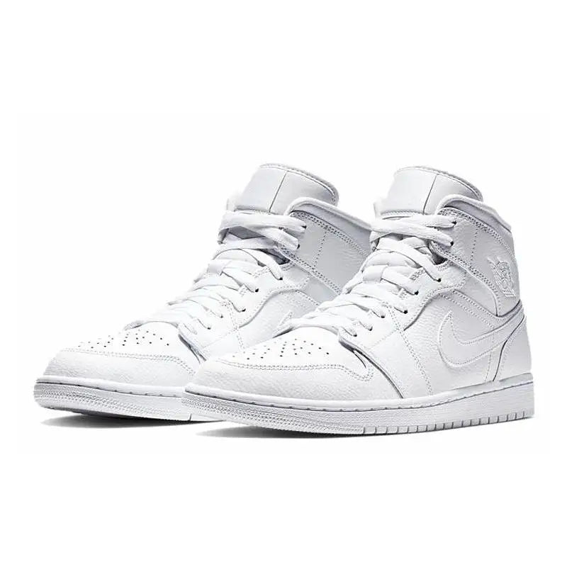 Nike Jordan Air 1 Mid "triple White" Sneakers Shoes 554724-129