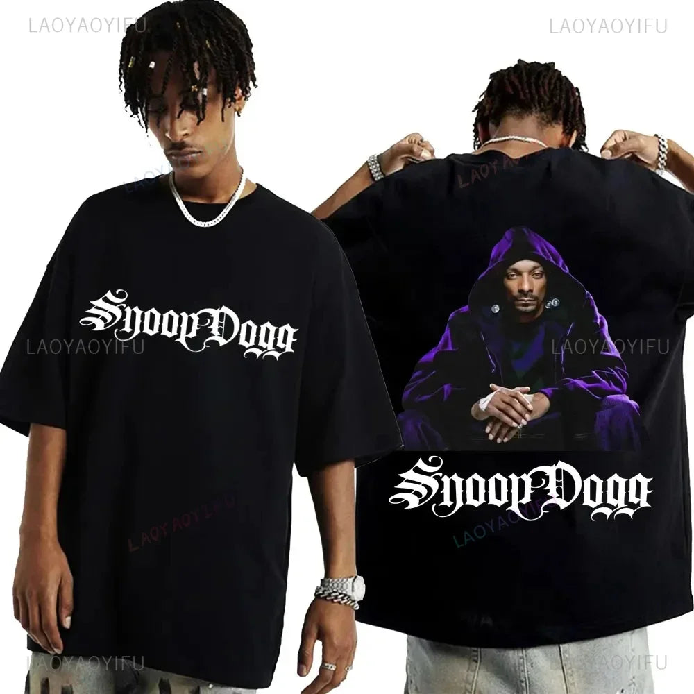 Rapper Snoop dog graphic hip hop style funny street fashion casual street wear all-purpose T-shirt for men and women