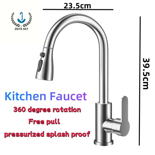 Pull-out Kitchen Faucet Hot and Cold Two-in-one Household Extension Splash-proof Ceramic Spool Faucet Gourmet Sink Faucet