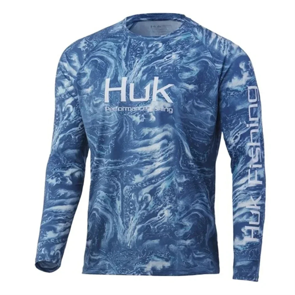 HUK Fishing Shirts Men's Outdoor Summer Long Sleeve Hoodie UPF 50+ T-shirt Tops UV Protection Fishing Clothes Camisa De Pesca