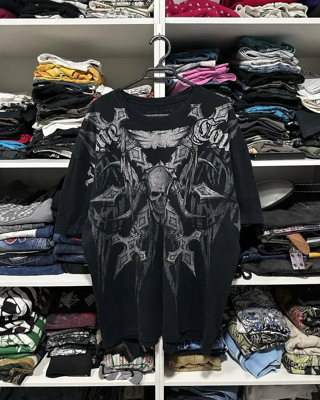 2000s affliction T shirt Clothes Retro Punk Hip Hop Graphic Print Oversized T Shirt Mens new Round Neck Cotton Short Sleeve Tops