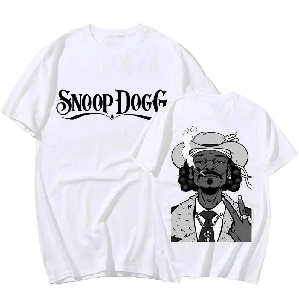 Rapper Snoop dog graphic hip hop style funny street fashion casual street wear all-purpose T-shirt for men and women