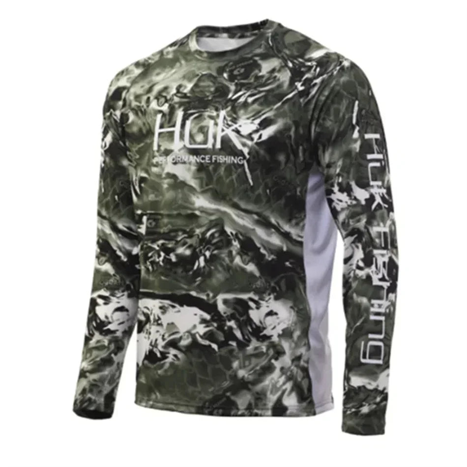 HUK Fishing Shirts Men's Outdoor Summer Long Sleeve Hoodie UPF 50+ T-shirt Tops UV Protection Fishing Clothes Camisa De Pesca