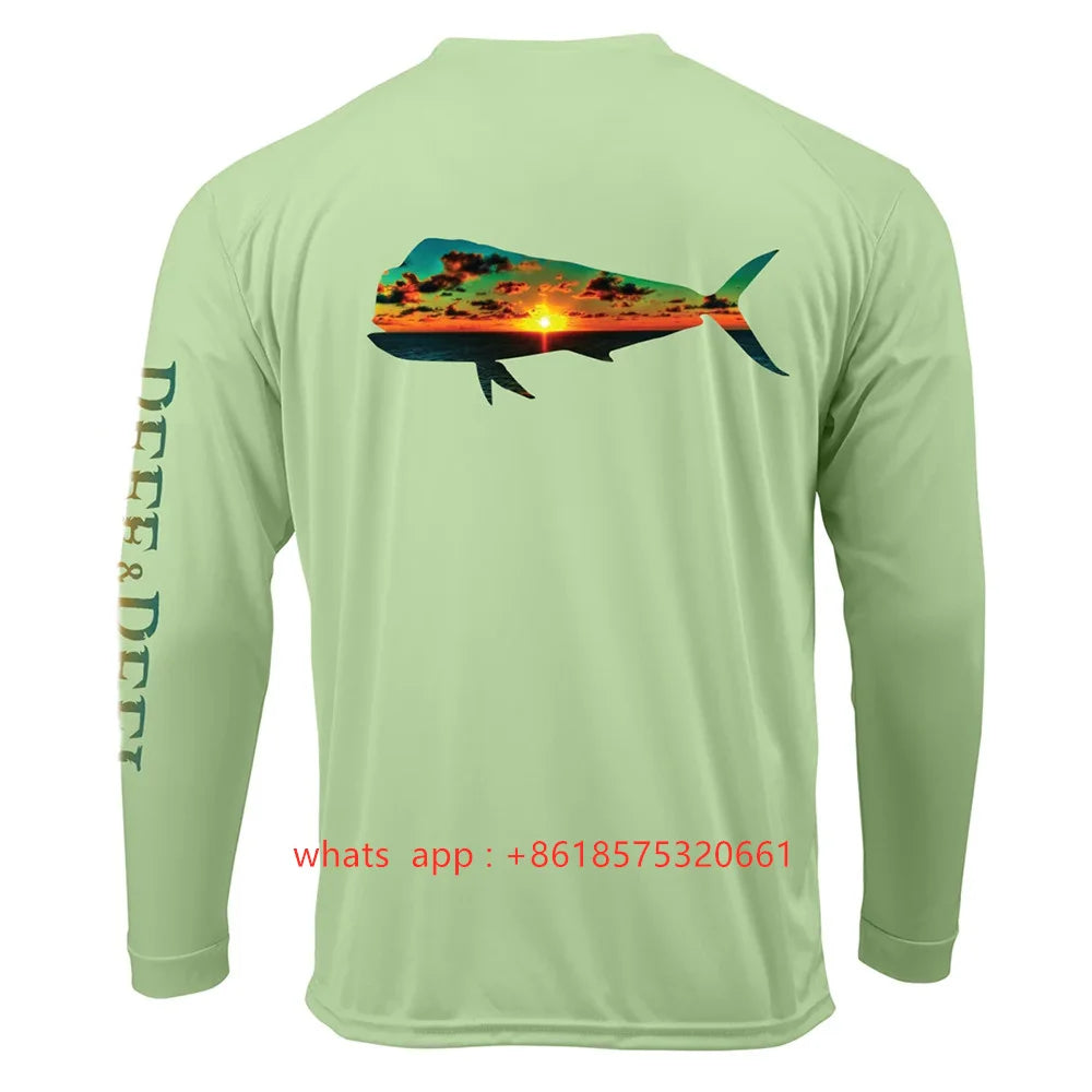 Reef&Reel Men's Fishing Shirts Summer Quick Dry Long Sleeve Performance Clothes Camisa De Pesca Breathable Angling Clothing