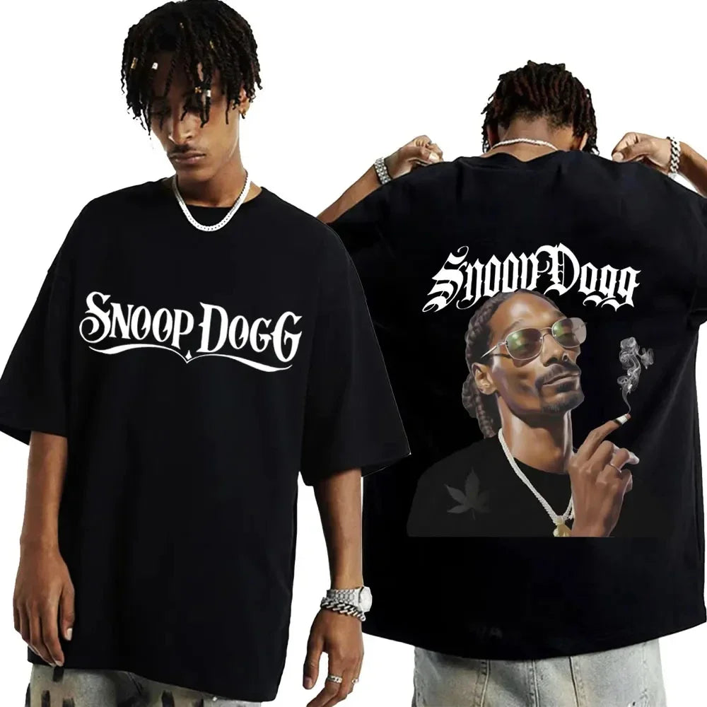 Rapper Snoop dog graphic hip hop style funny street fashion casual street wear all-purpose T-shirt for men and women