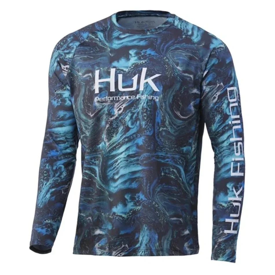 HUK Fishing Shirts Men's Outdoor Summer Long Sleeve Hoodie UPF 50+ T-shirt Tops UV Protection Fishing Clothes Camisa De Pesca